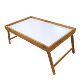 Bandeja de desayuno plegable para cama, madera blanca, 50x30x22 cm