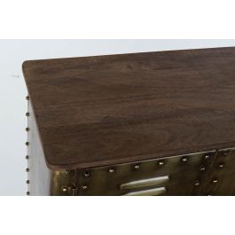 DKD Home Decor Buffet Loft Dorado de Metal con 4 Puertas y 4 Estanterías - Mueble Aparador de Almacenamiento 152x35x69 cm