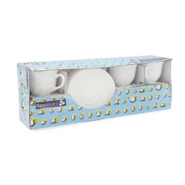 Luminarc Set 6 Tazas con Plato de Vidrio Opal Trianon 22 cL Blanco, 12 piezas, Templado y Extra Resistente, Apto Lavavajillas y Microondas