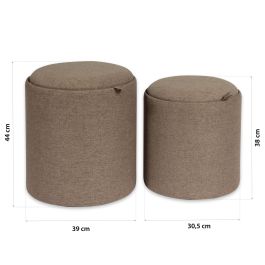 Set 2 Puffs Chocolate C/ Bande Versa 39X44CM Set 2 Puffs Chocolate C/ Bande Versa 39X44CM