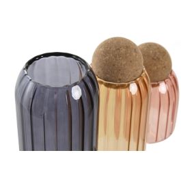 DKD Home Decor Bote Cozy boho 22 Set de 3 - Azul Marino, Ámbar, Rojo - Cristal - 8.5 x 24 x 8.5 cm (2 Unidades)