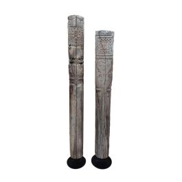 DKD Home Decor Columna Item Home Marron Negro Teca Maciza 22 x 176 x 22 cm