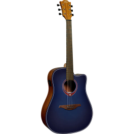 LAG Guitarra Acústica Folk Electroacústica Dreadnought A/E Cutaway Edición Limitada Blue Burst Lag Tapa Cedro Rojo Macizo