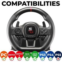Subsonic SUB3701221702700 Volante de Carreras SUPERDRIVE SV650 con Pedales, Levas, Vibraciones, Multiplataforma