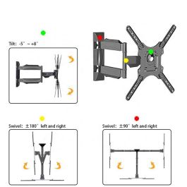 Ernitec Soporte de Pared para Monitores 8"-43" Inclinable 30°, Giratorio 180°, VESA, 25 kg Carga Máxima