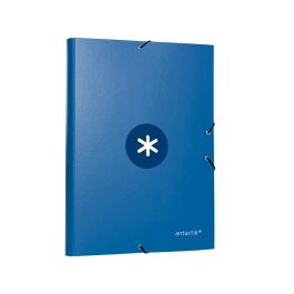 Carpeta Antartik Gomas A4 3 Solapas Carton Forrado Azul Oscuro