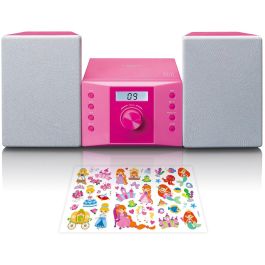 Lenco MC-013 Radio FM Digital con Reproductor CD, MP3 y Entrada Auxiliar Rosa para Mesa