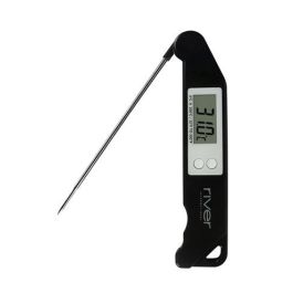 River ACK-001 Termómetro de Cocina para Alimentos Negro con Pantalla LCD y Sensor Plegable