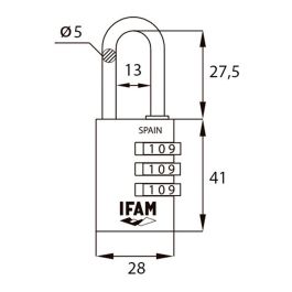 Candado col combi30 negro 30mm. arco ø5mm. con combinación. ifam