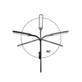 Q-connect Lámpara de Suelo LED 15W 850 Lm Regulable 3 Niveles Brillo Cuello Flexible Control Remoto Negro