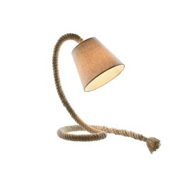 DKD Home Decor Lámpara Sobremesa Mediterráneo, Blanco, Cuerda y Lino, 35x26x18 cm (Alto x Ancho x Profundo), E14 25W 220V - Pack 4 Und.