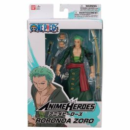 Bandai Figura One Piece Anime Heroes Zoro - 17cm, +16 puntos de articulación