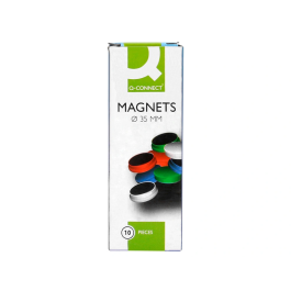 Q-connect Imanes para Pizarras Magnéticas 35 mm Colores Surtidos Caja de 10 Unidades