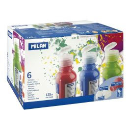 Milán Caja 6 Botellas Témpera Colores Surtidos 125 ml con Pincel Escolar