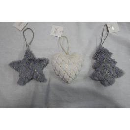 DKD Home Decor Decoracion Colgante Navidad Moderna Blanco Gris 3 x 11 x 12 cm (6 Unidades) Precio: 7.90000046. SKU: B1HCQ2EQRG