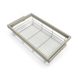 Emuca Kit de cesta de alambre y bastidor de guías con cierre suave para armario, regulable, módulo 800mm, Gris piedra