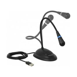 DeLOCK 65871 Micrófono para PC USB Schwanenhals con Mute, Interruptor On/Off, Plug & Play, Negro