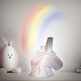 Home Deco Kids Luz Quitamiedos Unicornio Licorne con Proyector Arcoíris 16 cm