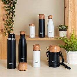 Quid Termo Sólidos Cocco 0,75 L Negro Mate - Doble Pared, Frío/Calor 12 Horas, Libre de BPA, Tapón Antifugas