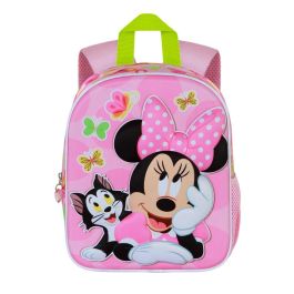 Disney Minnie Mouse Mochila preescolar 3D Elite Kitten con relieve frontal, bolsillo lateral y espalda acolchada - Rosa 7L