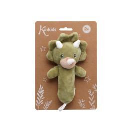 KioKids Sonajero Peluche Dinosaurio Verde 18 cm para Bebés +0 Meses. Juguete Suave y Blando de Poliéster. Estimula Desarrollo Sensorial