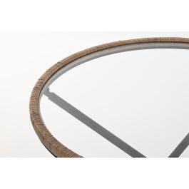 DKD Home Decor Mesa Auxiliar Scandi Desmontable de Metal y Cristal, Negro y Natural, 80x48x80 cm DKD Home Decor Mesa Auxiliar Scandi Desmontable de Metal y Cristal, Negro y Natural, 80x48x80 cm