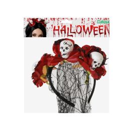 Diadema Halloween Catrina Rosas Calaveras Mujer Adulto Día de Muertos Velo Negro Accesorio Fiesta Temática