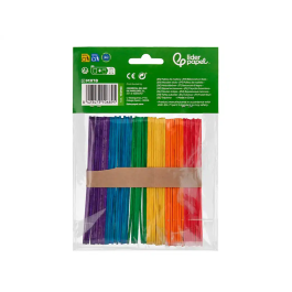 Liderpapel Palitos de Madera para Manualidades Colores Surtidos 11,4x1 cm Bolsa 50 Unidades