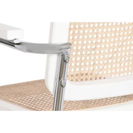 Silla con Reposabrazos DKD Home Decor Blanco Plateado Natural Ratán Madera de olmo 65,5 x 62 x 79 cm