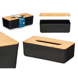 Porta Pañuelos Negro con Tapa de Bambú 26 cm - Berilo (8 Unidades) Precio: 37.50000056. SKU: B15S8K636W