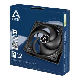 Arctic Ventilador P12 12cm Negro Alta Presión Estática 1800 RPM 56.3 CFM Cojinete Fluidodinámico 6 Años Garantía