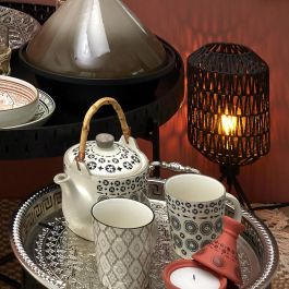 Home Deco Factory Bandeja de Metal con Asas 42 cm para Servir o Decorar - Colección Mirage