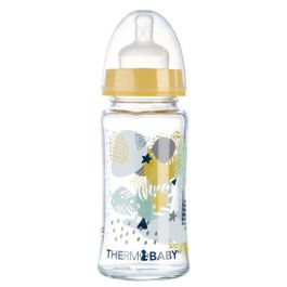 Thermobaby THE3023192242536 Calentador de Biberones con Botella de Vidrio 230 ml, Botella y Dosificador de Leche, Babero