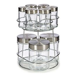 Vivalto Set de 9 Botes de Cristal con Soporte de Metal, 18.5x23.5x19 cm (6 Unidades) Precio: 109.78999977. SKU: S3601565