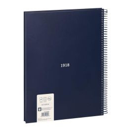 Milán Cuaderno A4 con espiral cuadriculado 5x5 mm azul marino, tapa dura, 80 hojas, Colección 430 since 1918