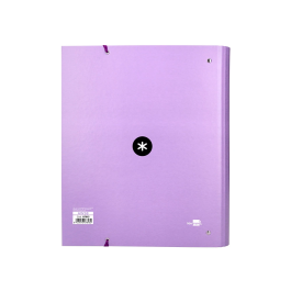 Antartik Carpeta con Recambio A4 Cuadro 5mm Forrada 4 Anillas 40mm Redondas con Solapa Color Lavanda