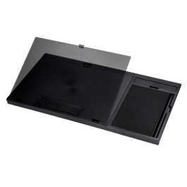 Q-connect Soporte Portátil Multifuncional Ajustable Hasta 17 Pulgadas, Soporte Movil y Ratón, 7 Ángulos, Negro