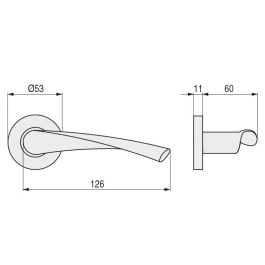 HERRAJES ALK Manivela Con Roseta Zeus D53, Manilla de Puerta en Acero Inoxidable 304