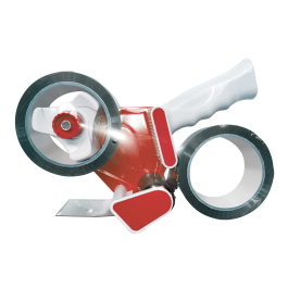 Q-connect Portarrollo para Cintas de Embalaje, Incluye 2 Rollos de Cinta Marrón 66m x 50mm