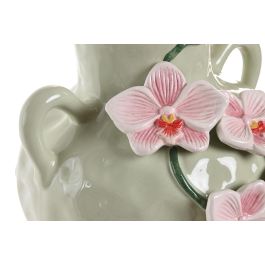 DKD Home Decor Jarrón Oriental Rosa Verde Cerámica 21 x 27 x 21 cm
