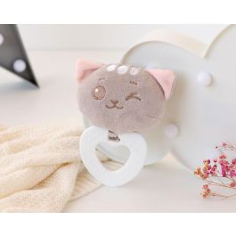 KioKids Mordedor Peluche Gatito Rosa con Silicona para Bebés +3 Meses - Alivia Dentición y Masajea Encías Colección Dolci Amici