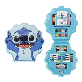 Cerdá Set de Papelería para Colorear y Dibujar Stitch en Caja Azul de 27x27x5 cm - Material de Arte Infantil +3 Años