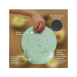 Wondee Alfombrilla de Ratón Ergonómica de Gel con Reposamuñecas, Diseño Aguacates, Antideslizante, Impermeable, 250x230 mm