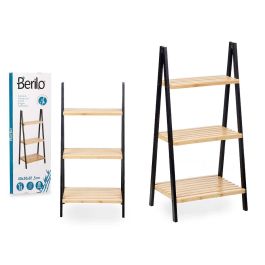 Berilo Estantería Escalera 3 Estantes Bambú Negro 84x30x81.5 cm