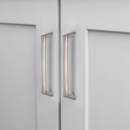 Emuca Lote de 10 tiradores para mueble Cantón, L142mm, intereje 128mm, Zamak, Níquel satinado