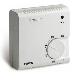 Perry Termostato Electrónico de Expansión de Gas, Serie TEG, con Luz Piloto y Selector On/Off, Blanco