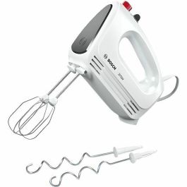 Bosch MFQ22100 Mezclador CleverMixx 375W, 4 velocidades + pulso, 2 látigos y 2 ganchos de masa de acero inox - Blanco/Plata