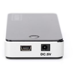 Digitus Concentrador USB 2.0 de 7 Puertos con Adaptador de Corriente, Negro/Plata
