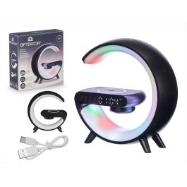 Reloj Altavoz con Cargador Inalámbrico y Luz RGB Negro - Giftdecor 14.5x15.5x5.9 cm (12 Unidades) Precio: 121.79000053. SKU: B128BKTB8F