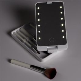 Cosmetic Club Espejo LED con 5 Pinceles de Maquillaje Compacto para Retoques